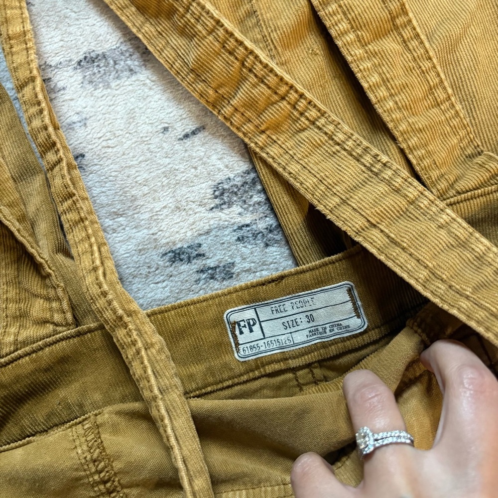 Free People Washed Denim corduroy Overalls In Amber Size 30 - Picture 4 of 10